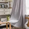 Cortina yaapeet algodão branco com tassel haste semi-shading cortinas cinza para a sala de estar cortinas de janela pura valance