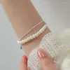 Strand Double-layer Sterling Silver Bracelet Ins Niche Design 2022 Women's High-end Birthday Gift Freshwater Pearl Jewelry