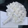 Bruiloft bloemen 18 cm luxe ivoor zijden roos bruiloft bloemen kristallen broche bruids vasthouden tassel fl diamanten steek boeketten drop del dhiyf