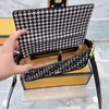 Designer 3A Quality Houndstooth Bag Women Handbags Crossbody Bags Flap Womens Shoulder Canvas Genuine tote Leather Purse Classic Letters Embroidery Fashion Hard