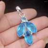 Hanger kettingen edelsteenfactory sieraden grote promotie 925 zilveren oogverblindende glanzende glanzende oceaan blauwe topaz dames cadeaus ketting 0851