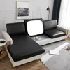 Housses de chaise Housse de coussin de siège de canapé en similicuir PU de luxe Imperméable Amovible Lavable Housse Protecteur de meubles pour animaux de compagnie Canapé noir