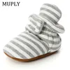 First Walkers Baby Shoes For Born Boys Girls Stripe Toddler Booties Cotton Comfort Soft Antislip Infant Warm Boots 221107