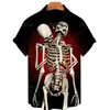 Mäns avslappnade skjortor Summer Selling Skull Print 3D Shirt Men Lätt andningsbar snabbtorkande kortärmad retro överdimensionerad lös topp 5xl