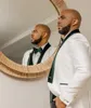 2 pe￧as Moda Houndstooth Wedding Tuxedos Men White c￴ncava convexo Padr￣o de tecido personalizado Made Made One Button Lapeel Blazer Business Casual Casual e cal￧a