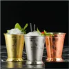 Mugs Mint Jep Cup Metal Cocktail Mug Drum Copper Plated Beer Stainless Steelcopper Drop Delivery Home Garden Kitchen Dining Bar Drink Dhb3X