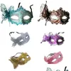 Party Masks Halloween Women Masquerade Mask Venetian Princess Costume Half Face Carnival Butterfly Masks Eye Drop Delivery Home Gard Dh1D5