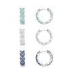 Orecchini a bottone da donna con zirconi intarsiati, mini anelli, gioielli in argento 925 blu navy di alta qualità