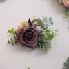 Headpieces Purple Rose Flower Bride Hair Comb Leaf Elegant Women Girl Ornament Wedding Accessories Bridal Headwear