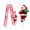Kerstdecoraties Musical Santa Climbing Ladder Tabletop ornament voor raamjaar festival decor gunst