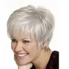 Perruques en dentelle de cheveux Fashion Temperament White Short Straight Hair M Wig