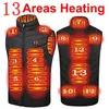 Gilets pour hommes 13 zones chauffées hiver hommes femmes USB électrique auto-chauffant sans manches vêtements chauds Thermostat intelligent couleur Pure