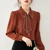 Chemisiers pour femmes bureau dame couleur unie bouton chemise décontractée vêtements pour femmes 2022 banlieue à manches longues chemisier ample hauts Vetement Femme