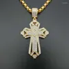 Pendant Necklaces Big Gold Color Jesus Cross Necklace With Zircon Fashion Men's And Women's Jewelry Crucifix