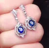 Saplama küpeleri kjjeaxcmy ince mücevher 925 STERLING Gümüş Kakma Doğal Safir Kadın Kulak Saplamaları Vintage Destek Algılama