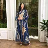 Etniska klädsekvenser broderad abaya klänning för kvinnor marockanska kaftan kalkon arabiska jalabiya vit islamisk mantel 2023 eid