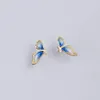 Stud Earrings Simple Enamel Butterfly Wing For Women Soild 925 Sterling Silver 14K Gold Plated Dream Fine Jewelry