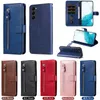 Étuis portefeuille en cuir à fermeture éclair pour Samsung S23 S22 Plus Ultra A14 5G A13 4G M33 M53 Business Coin ID Money Card Slot Holder Magnétique Flip Cover Men Book Pouch Strap