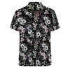 Men's Polos White And Pink Floral Casual T-Shirts Watercolor Flower Polo Shirt Mens Stylish Summer Short-Sleeve Print Clothes Big Size