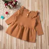 Robes de filles Citgeett automne hiver enfant en bas âge bébé fille vêtements à manches longues robe enfants Tutu fête de mariage tenue de laine solide 221107