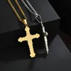 Collane con ciondolo Collana con croce religiosa in acciaio inossidabile per uomo Ragazzi Gesù Cristo Crocifisso Gioielli opachi