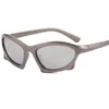 Sunglasses 2000s Punk Sports Wrap Around Women Men Bat Mirror Silver Cool Unique Sun Glasses Fashion Y2K Shades3078883