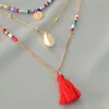 Collier ras du cou bohème rouge gland pendentif collier Vintage multicouche coloré perle coquille pour les femmes élégant fête bijoux