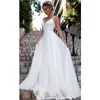 Robes décontractées femmes dentelle soirée bal robe de bal mariage formel longue robe élégante blanc dos nu pansement col en v Vestidos