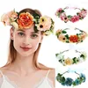 Headpieces Handmade faux stof bloemkopband verstelbare slinger haarband babymeisjes accessoires styling