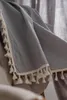 Cortina yaapeet algodão branco com tassel haste semi-shading cortinas cinza para a sala de estar cortinas de janela pura valance