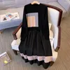 Casual Dresses Large Size Ladies' Fat Woman Girl Autumn/winter Brim Bump Color Knit Stitching Han Edition Easing Off Two Es Dress