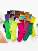Çorap Çorap Kadın Pamuk Çoraplar 22 Düz Renkler Portakal Pembe Beyaz Yumuşak Harajuku Sıradan Müret
