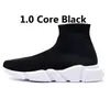 2023 Sock Shoes Sports Sneakers Flat Boots Running Speed Trainer Beige Glitter Black Graffiti Lace Up Triple Black White Clear Sole Luxury Mens Womens Size 36-45