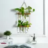 Vases Ins Tenture murale en verre planteur Terrarium conteneur fleur bourgeon Vase avec support de tube à essai en bois pour la propagation des plantes hydroponiques 221108