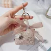 Porte-clés fait à la main en métal cristal fleur dentelle bricolage mignon sac modèle bijoux accessoires sac à main charme femmes cadeau pour son luxe