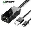 UGreen Chromecast Ethernet -Adapter USB 2 0 bis RJ45 für Google Chromecast 2 1 Ultra Audio 2017 TV Micro USB Network Card258e