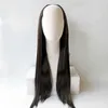 Peruca de renda de cabelo fêmea conector de fio simulado em forma de U meia capa de cabeça longa peruca de cabelo liso