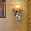 Lampes murales Nordic LED Angel Lampe Cristal Miroir Lumière Enfants Luminaires Résine Bébé Vintage Applique Chambre Couloir Lumières