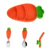 Skålar 4st Baby Silicone Cutery Sucker Rostfritt stålsked Fork Set Kids Non-Slip Feeding BPA GRATIS