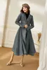Dames Trench Coats Winter Plaid Coat Office Lady Oxford Double Breasted Long Sleeve Wind Breakher Jackets Koreaanse zakken