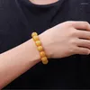Strang Natur 13 mm Topas Gold Seide Jade Runde Perlen Armband Schmuck Geschenkgutschein