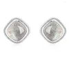 Stud Earrings 2022 Real S925 Pure Silver Labradorite For Woman Square Simple Retro Thai Temperament