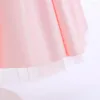 Mädchenkleider mit kurzen Ärmeln, rosa Satin, Blumenmädchen-Spitze, für Kinder, Party, Hochzeit, Brautjungfernkleidung für 4–10 Jahre alt