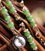 Pendant Necklaces Bulk Price Necklace Multilayer Green Long Crystals Beads Gold Color Chain For Women Classical Vintage Accessory