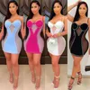 Casual Dresses Adogirl Spaghetti Strap Mini Lace Dress Women Sexig Cut Out BodyCon Party Beading Stretch Short Backless Club Vestido