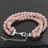 Braccialetti di fascino Braccialetto di moda Pietra di sole naturale Pietra 6mm Rotondo Rosa Fragola Donne Perline di cristallo Braccialetto Regali adorabili 7.5 "A580