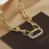 Halsband, klassische Halskette aus Edelstahl, 18 Karat Gold, Diamant, Damen-Titankette, Schlüsselbein-Schmuck
