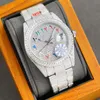 Diamant horloges Bewegingsheren automatisch zilveren horloge jurk roestvrij staal saffier waterdichte lichtgevende koppels stijl klassieke polshorloges schone fabriek