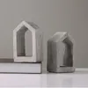 Candles Concrete geometric house candlestick silicone mold cement candle holder plaster hand made 221108