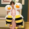 1pc 60120cm Creative Duck Turn Bee Plush Toy Lovely Animal Dolls Cuddle Soep Sleeping Pillow for Baby Girls Gift J220729